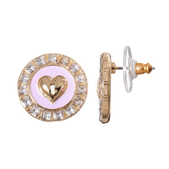 Juicy Couture Jewelry - JUICY COUTURE Heart & Crystal Purple Earrings New
